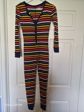 Old Navy Multicolor Striped Long Sleeve One-Piece with Navy Trim